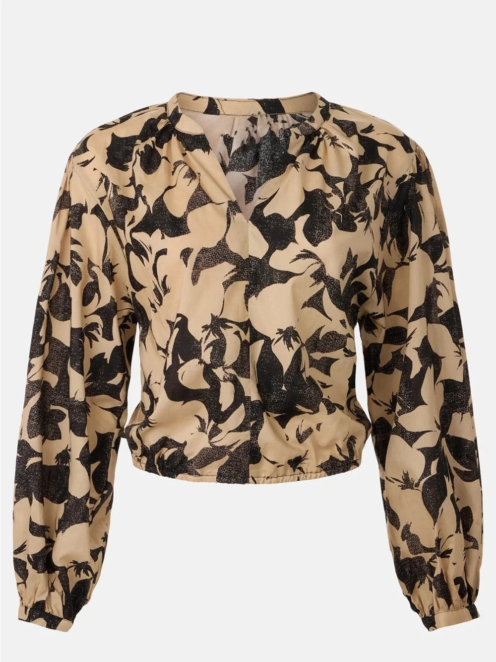 Ellen Tracy Balloon Sleeve Cropped Top